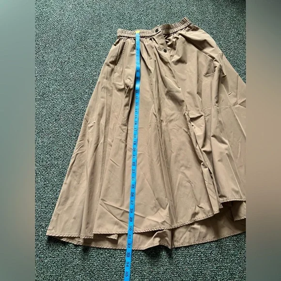 ZARA Tan Camel Khaki Button Down Elastic High-Waist Asymmetrical Midi Maxi Skirt - Picture 14 of 16